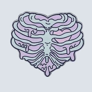 Ribcage heart enamel pin
